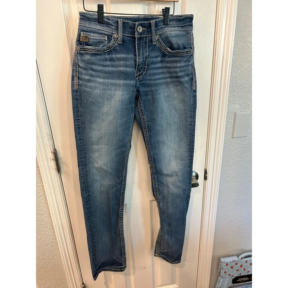 BKE Jake Straight Jeans Blue Medium Wash Stretch Denim Mens 28x32 Casual Pants